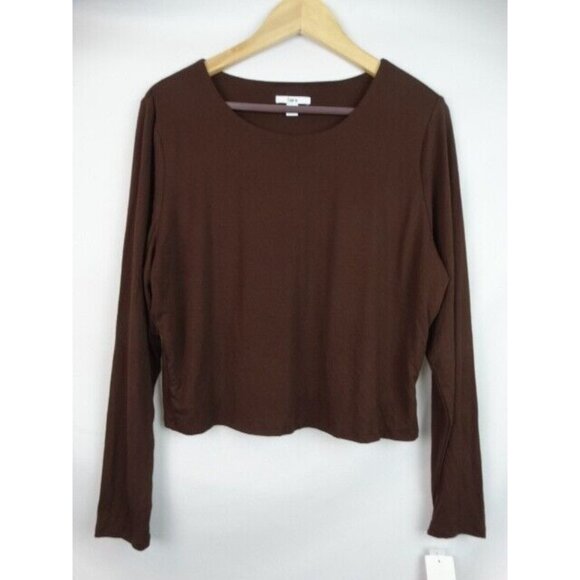 Bar III Women's Crop Top Plus Size 2X Brown Bodycon Long Sleeve Cropped Shirt - Picture 9 of 9